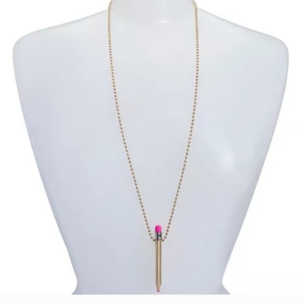 NWT  BETSEY JOHNSON RETIRED/NECKLACE WITH GOLD PENCIL/ Great Gift Idea!